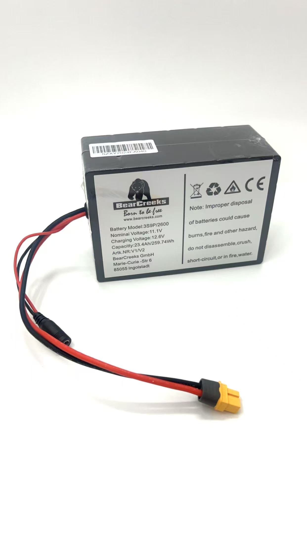 Batterie au lithium 23,4Ah pour bateaux amorceurs BearCreeks Scavenger et Navitec